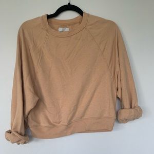 American Eagle slouchy crop top sweatshirt, crew neck, burnt yellow